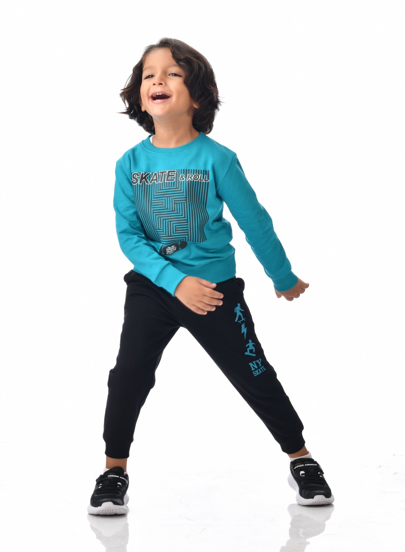 Boys' 2-Piece Sweatshirt And Jogger Set Blue-Black