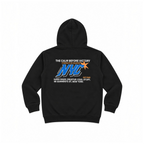 victor and jane boys black fleece hoodie featuring a blue and orange NYC graphic print on the back