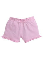 Victor And Jane Girls' Jacquard Shorts With Elasticated Waistband And Ruffle Trim- Pink And Blue-Pack Of 2