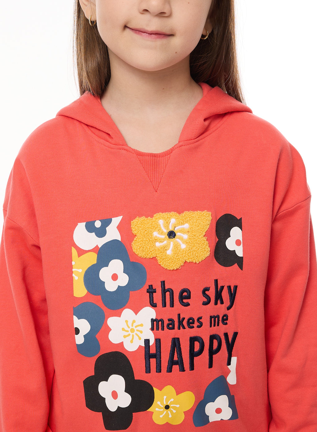 Girls- Floral Embroidered Hoodie With Matching Joggers
