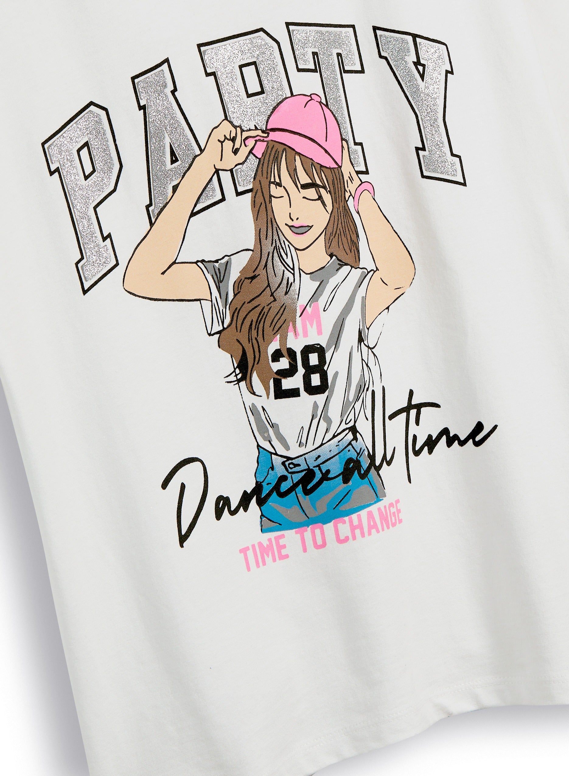 Victor And Jane Round Neck Party Graphic T-Shirt - White