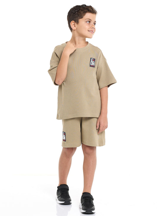 Victor and Jane Boys' Cord Set – Olive T-Shirt and Shorts Set