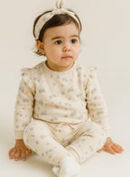 Dirkje Cotton All Over Fruits Printed Full Sleeves Sweatshirt & Joggers Co-Ords Set With Headband - Beige
