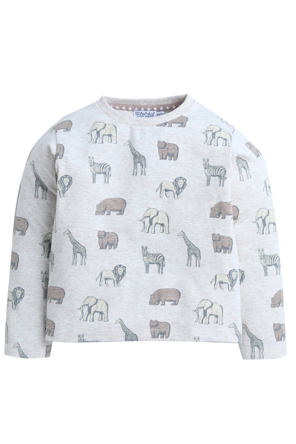 Dirkje Animals Printed Full Sleeves T-Shirt With Pant And Jacket Set - White/Beige