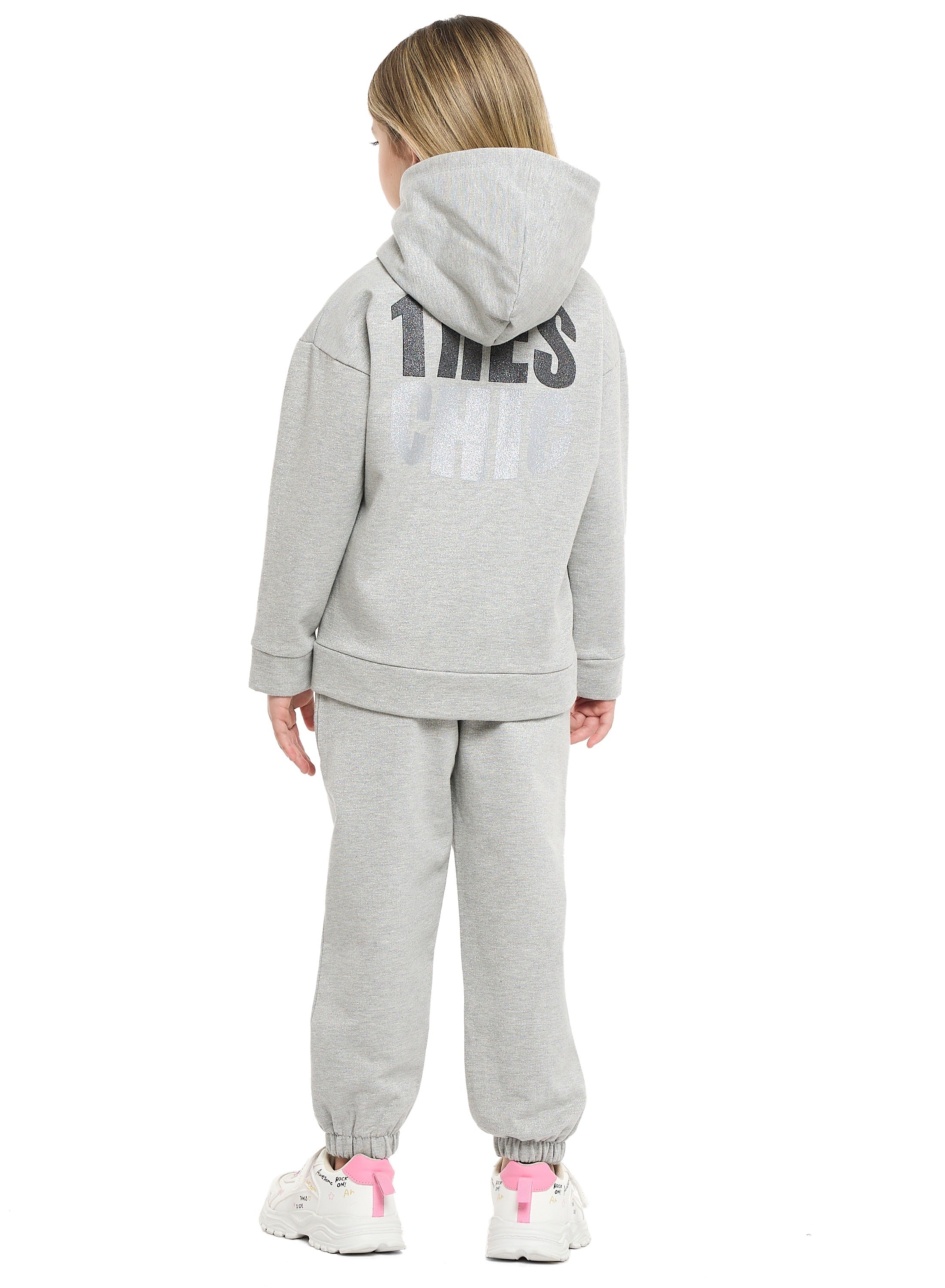 Girls Trã¨S Chic Reversible Sequin Fleece Set “ Light Grey 2-Piece Outfit