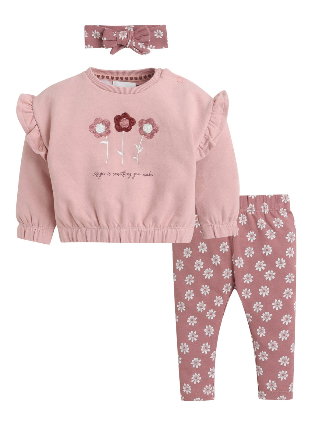 Girls 3pcs Set – Sweatshirt, Printed Leggings & Headband
