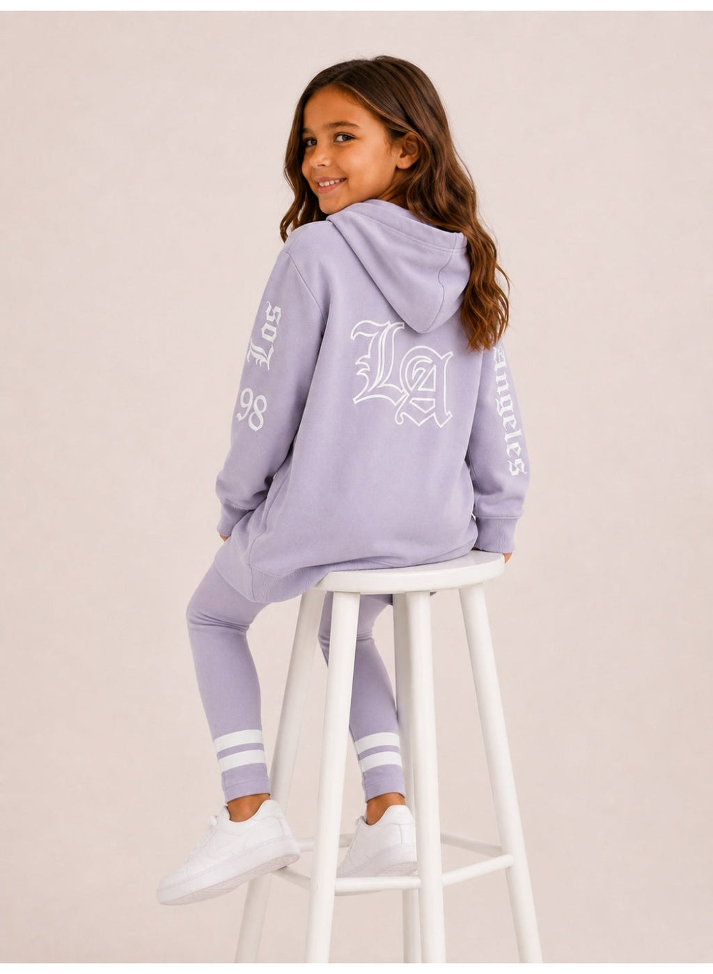 Girls Half Zip Sweatshirt Hoodie and Ribbed legging Set