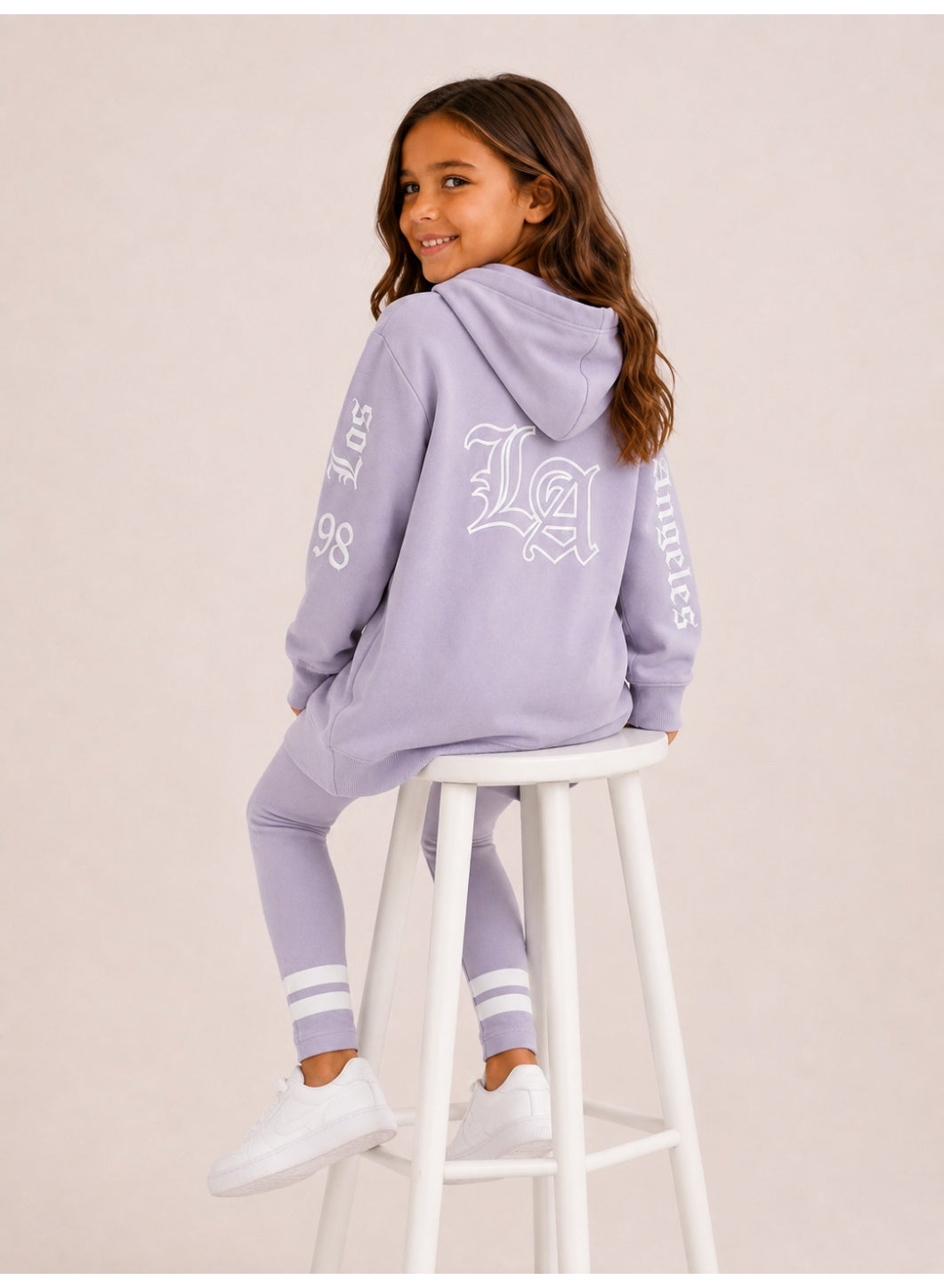 Girls Half Zip Sweatshirt Hoodie and Ribbed legging Set