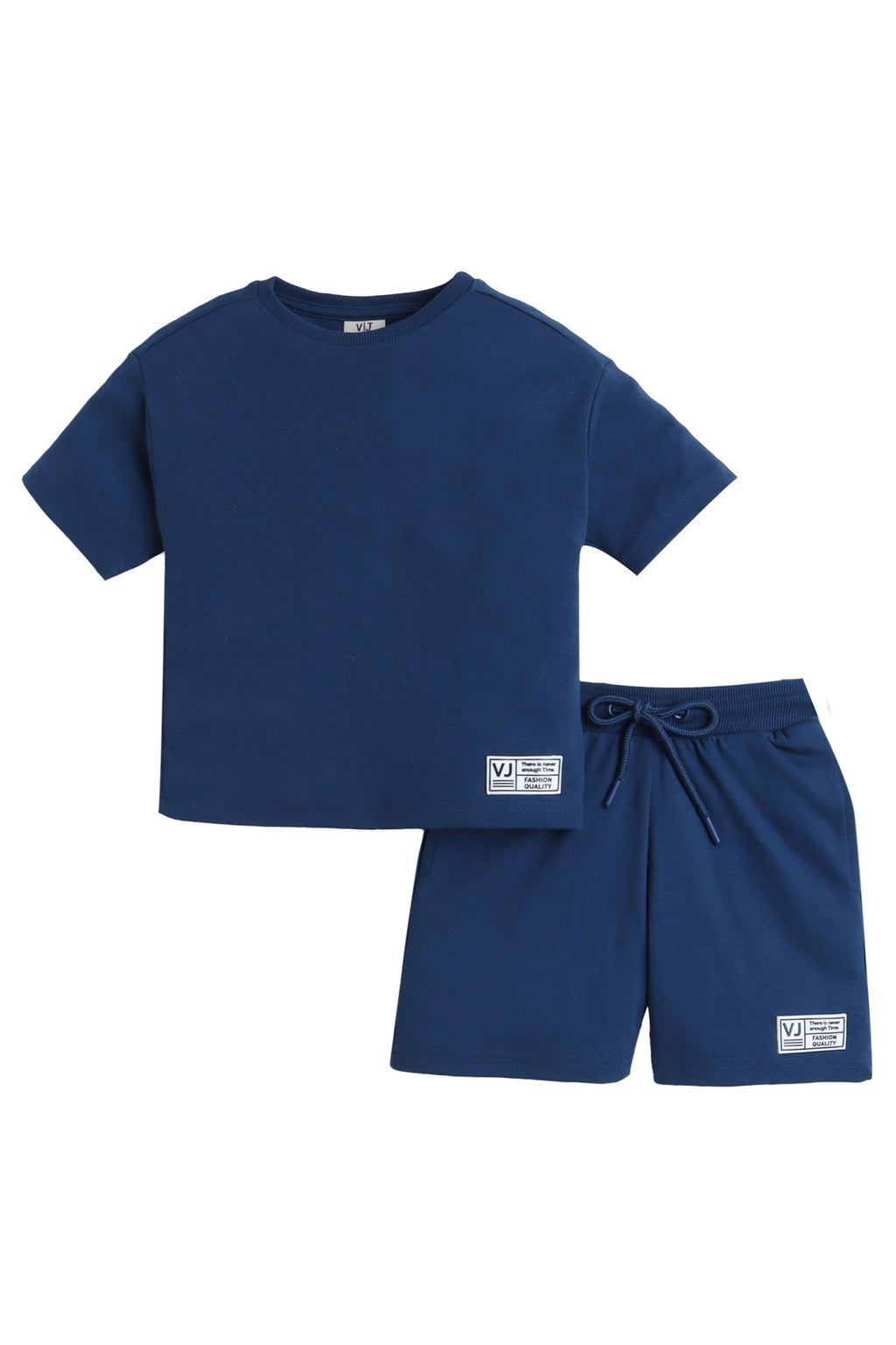 "Boys Cotton Interlock Tee & Shorts Set “ Navy "