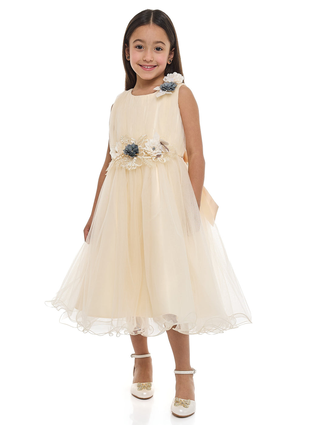 Girls Champagne Tulle Dress