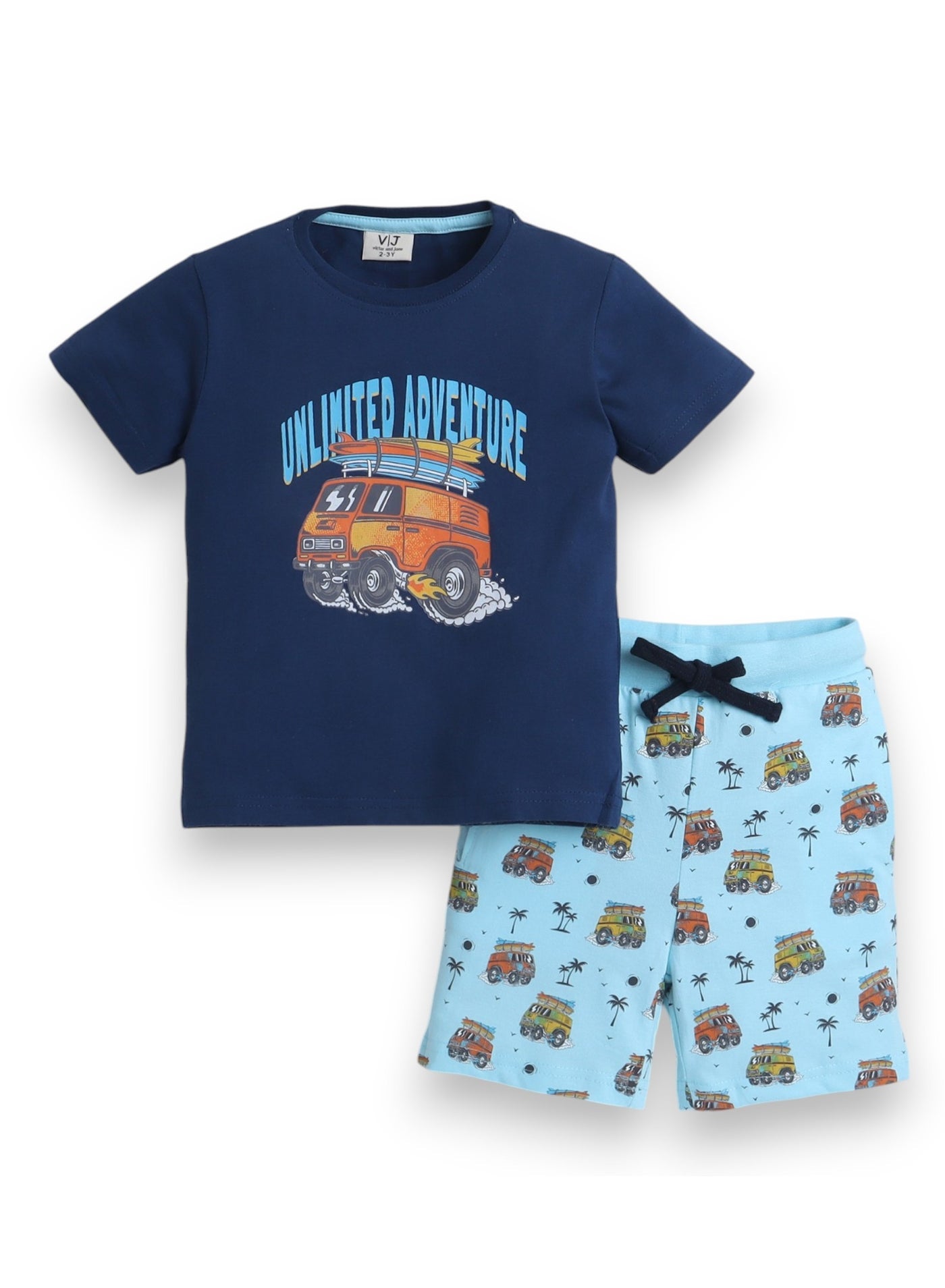Victor And Jane - Printed T-Shirt And All-Over Printed Shorts Pyjama Set