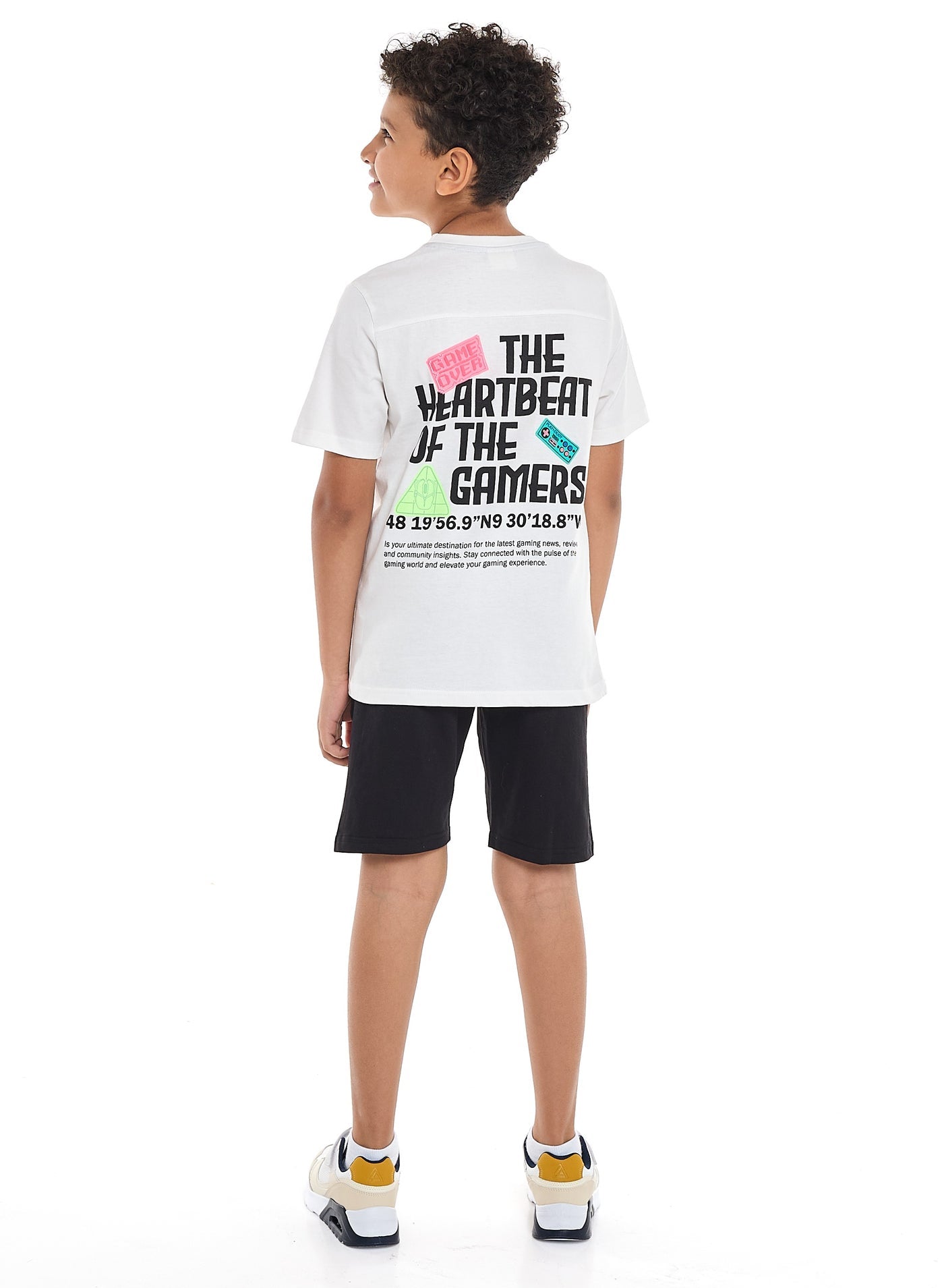 Victor and Jane Boys' 2PC Set – Game ready, Football, Championship, T-Set & shorts- Off White & Black