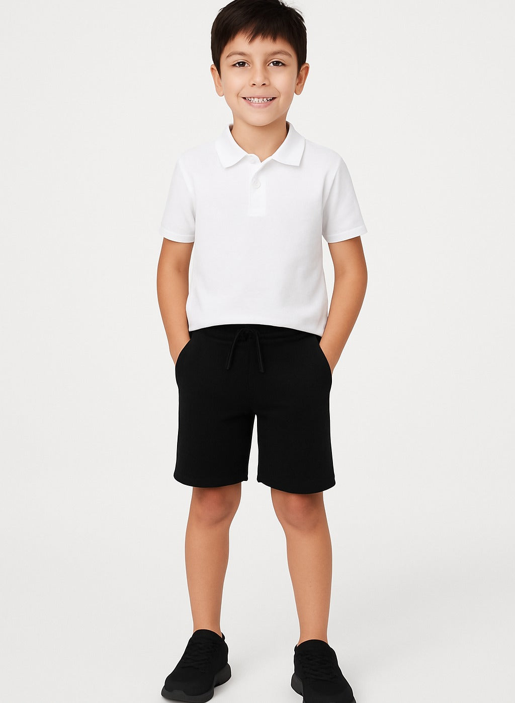 Kids French Terry 100% Cotton Shorts - Black