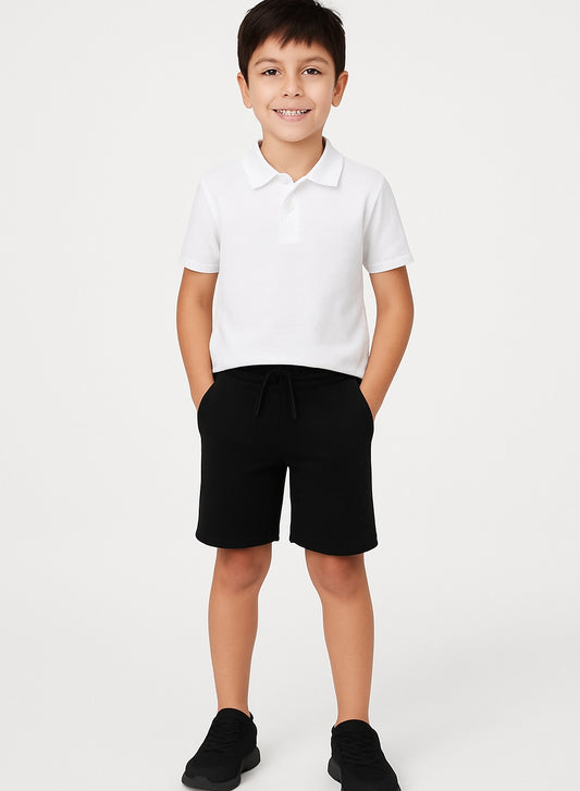Kids French Terry 100% Cotton Shorts - Black