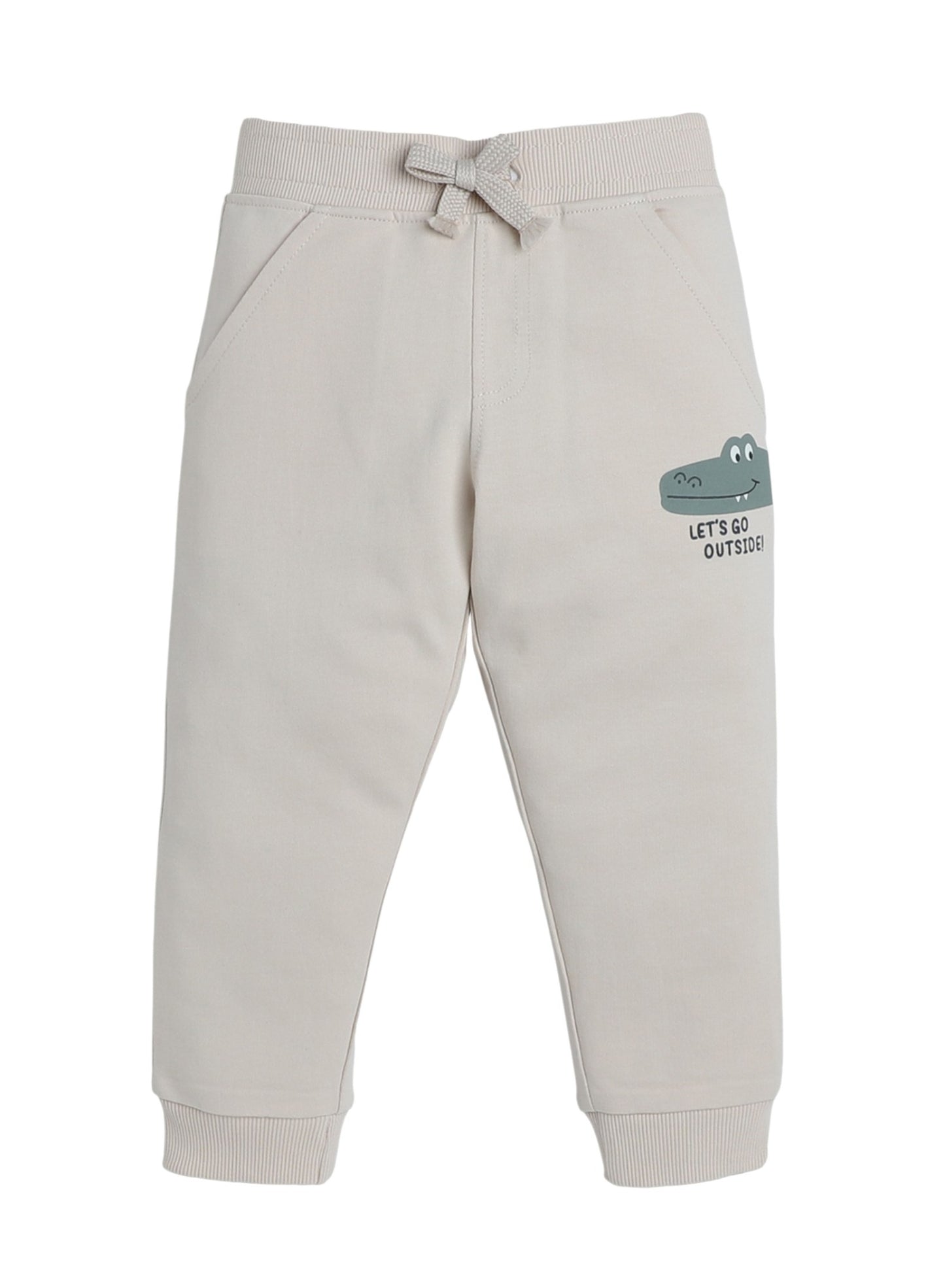 Baby Boys' 2-Piece Set – “Let’s Go Outside” Dino Fleece Sweatshirt & Joggers Set