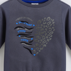 victor and jane grey cotton sweatshirt featuring a heart graphic with leopard print, zebra stripes, and text