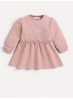 Girls Ruffle Waist Long Sleeve Dress