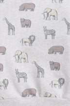 Dirkje Animals Printed Full Sleeves Sweatshirt With Joggers Set - Grey/White