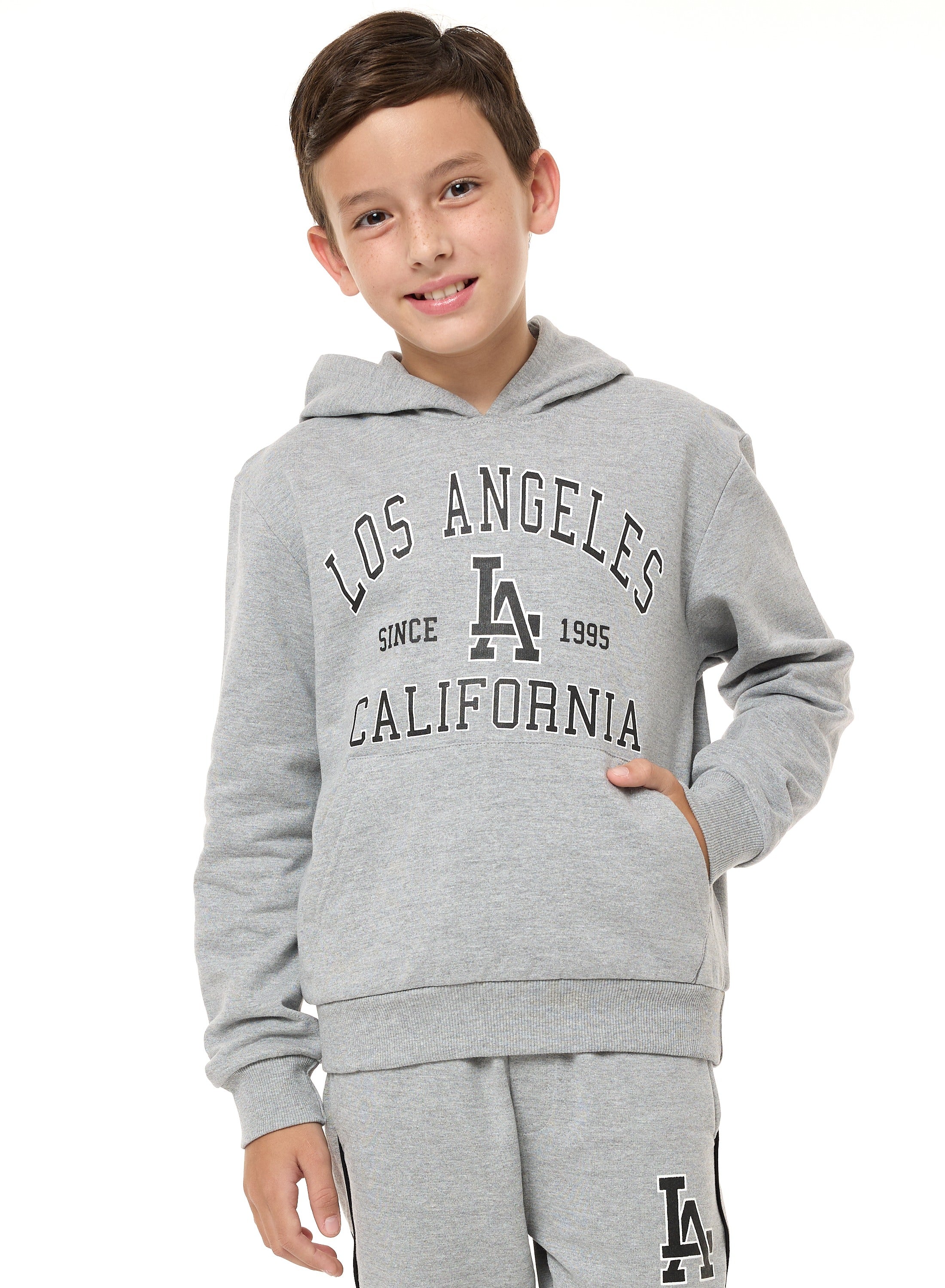 Boys And Girls' Relaxed Fit 2-Piece Hoodie And Jogger Set Grey