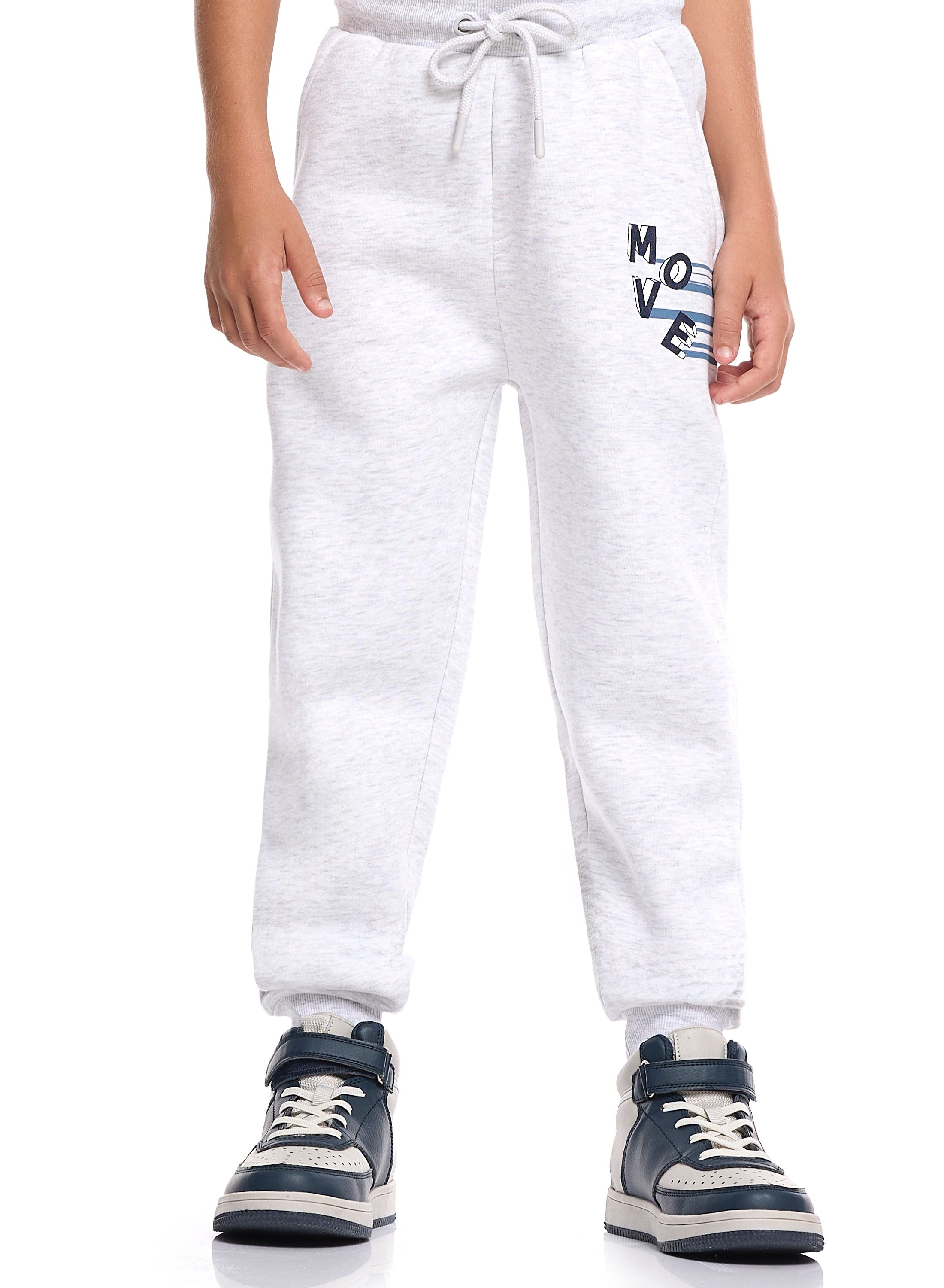 Victor And Jane Cotton Move Graphic Full Sleeves Sweatshirt & Joggers Co-Ord Set - White