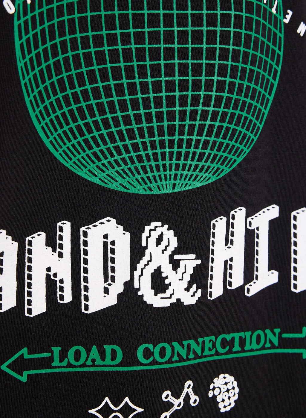 Victor and Jane Cotton Tech Graphic Oversized T-Shirt - Black