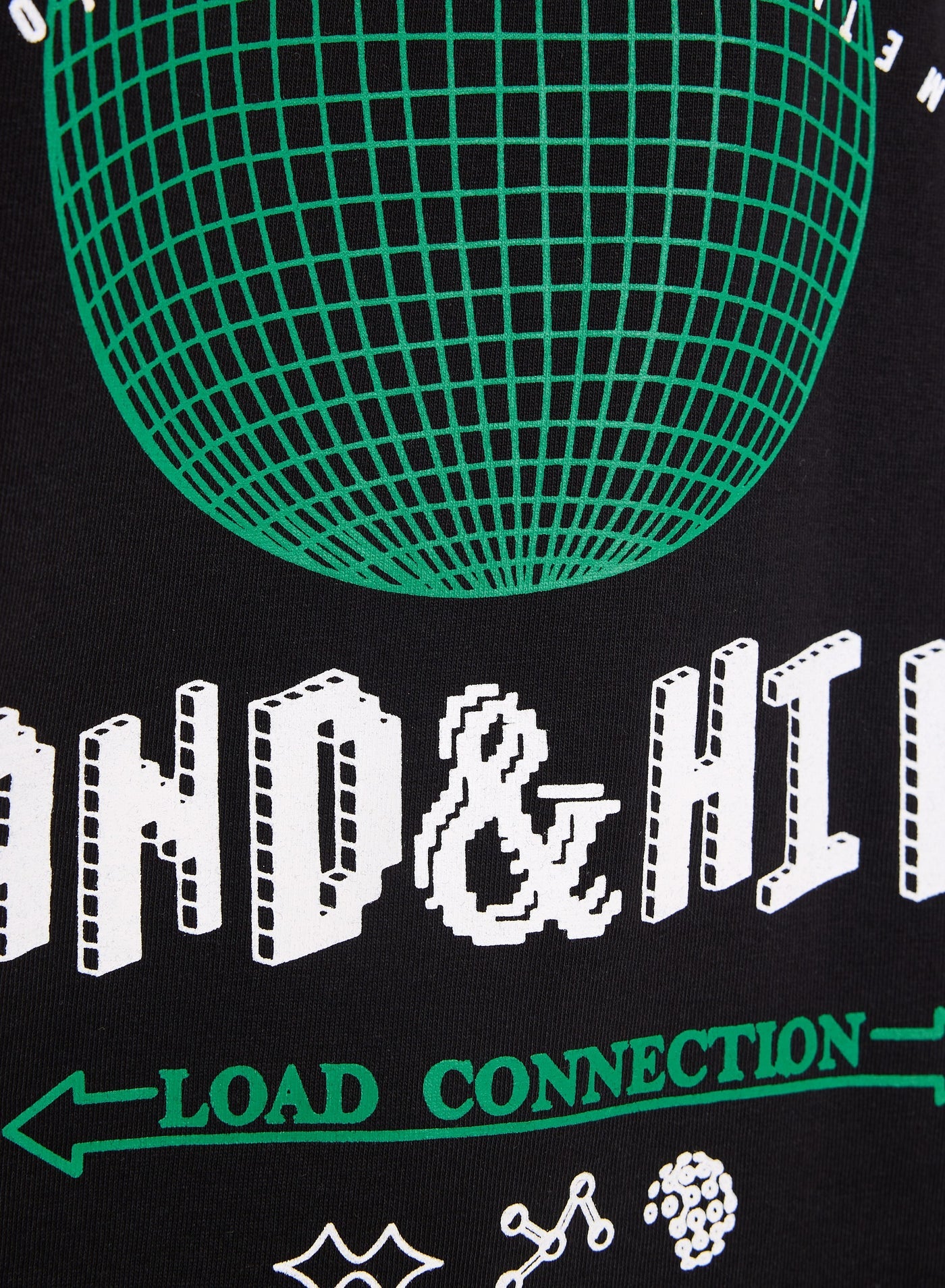 Victor and Jane Cotton Tech Graphic Oversized T-Shirt - Black