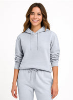 Light Grey Hoodie With Drawstring  “ 100% Cotton Fleece