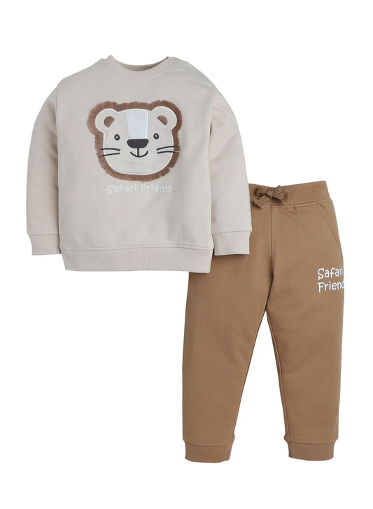 Baby Boys’ 2-Piece Set – “Safari Friend” Lion Sweatshirt & Joggers Set