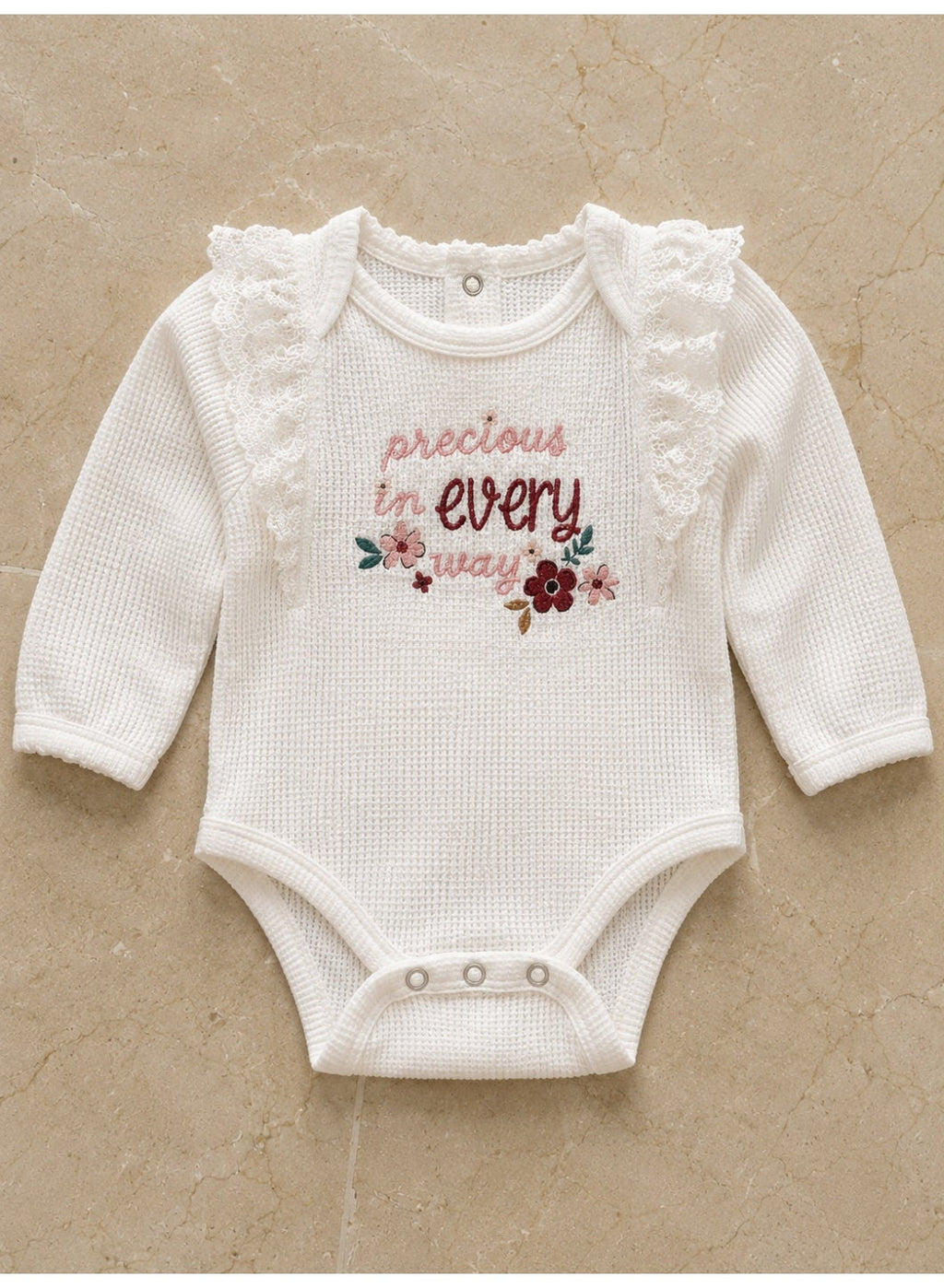 Baby Girls Long Sleeve Bodysuit and Floral Pants Set with Headband (3-Piece)