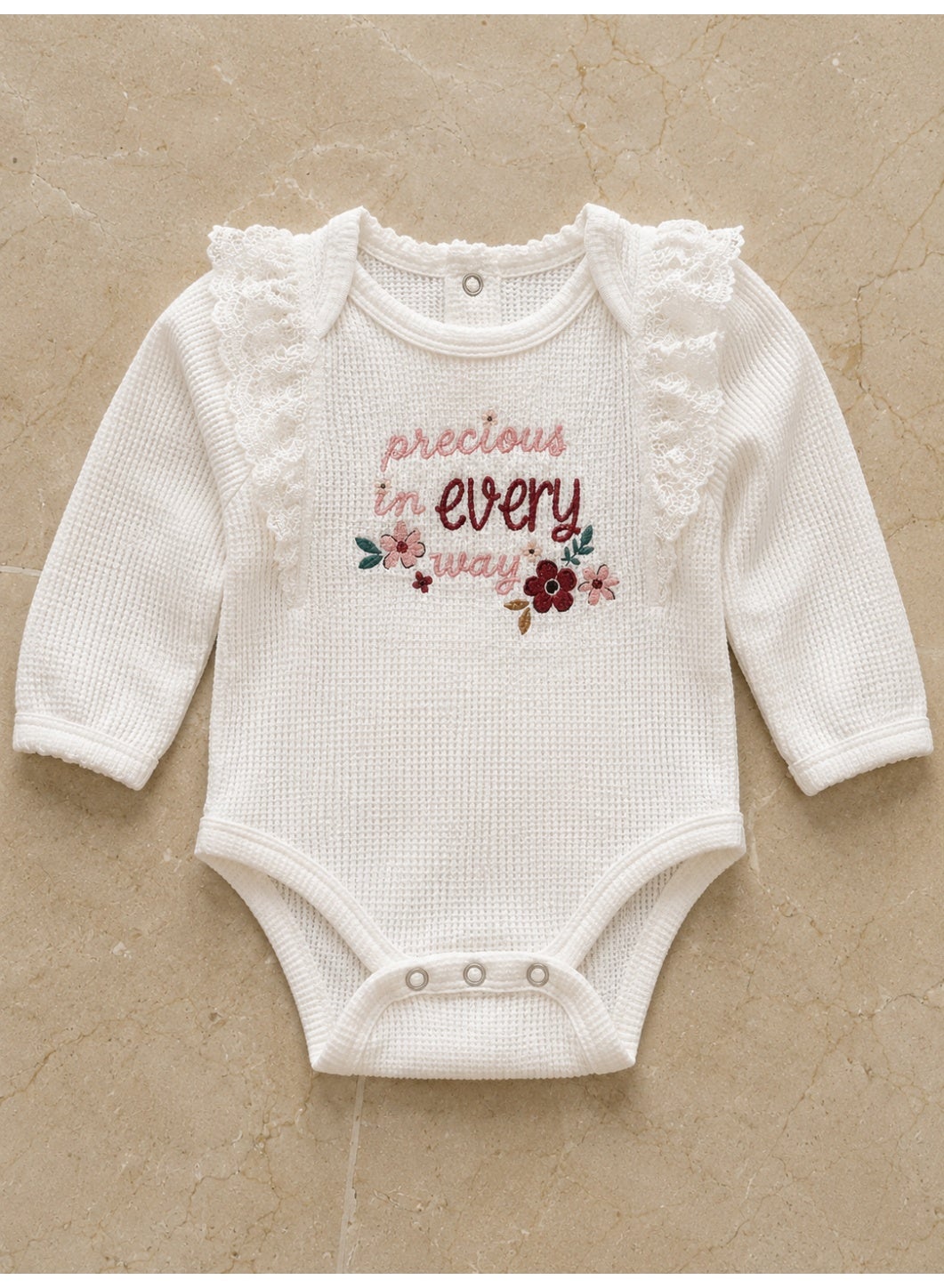 Baby Girls Long Sleeve Bodysuit and Floral Pants Set with Headband (3-Piece)