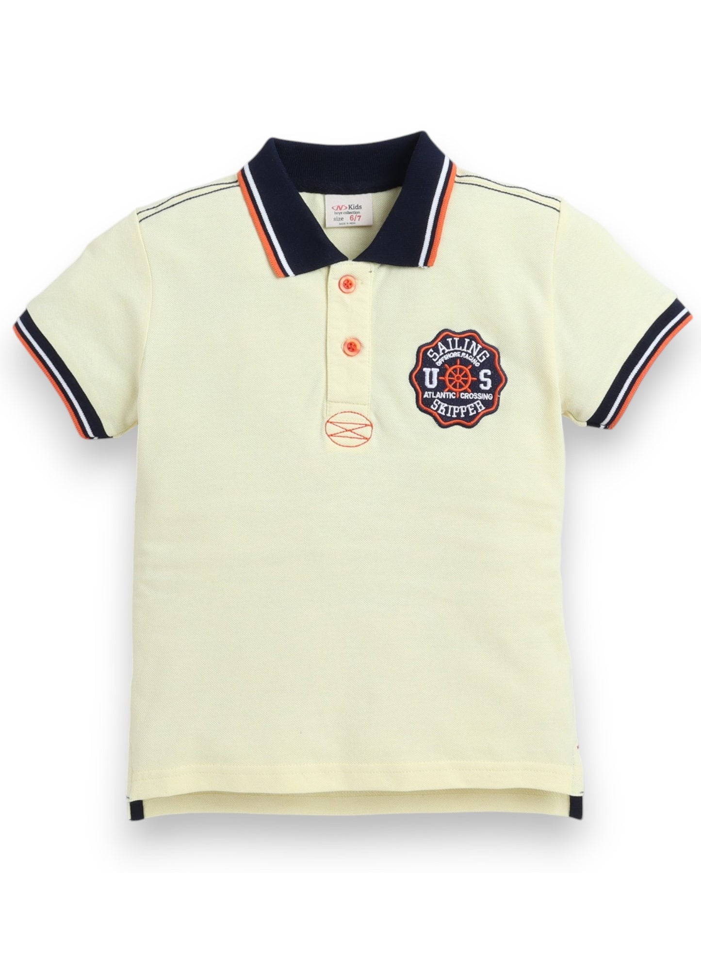Victor & Jane Junior Boys' Polo T-Shirt – Yellow colour with Embroidered label detail