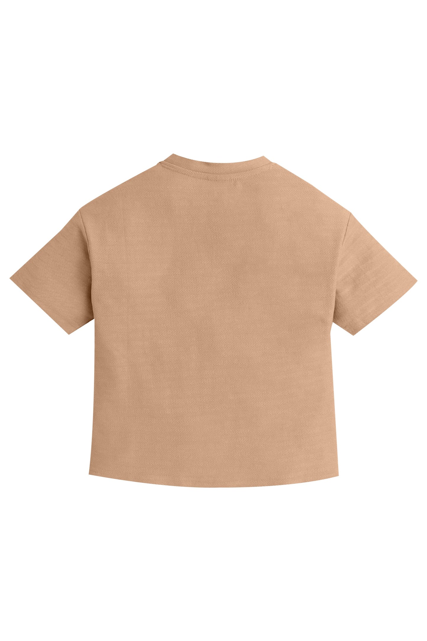 Junior Boys Textured Cotton T-Shirt - Beige