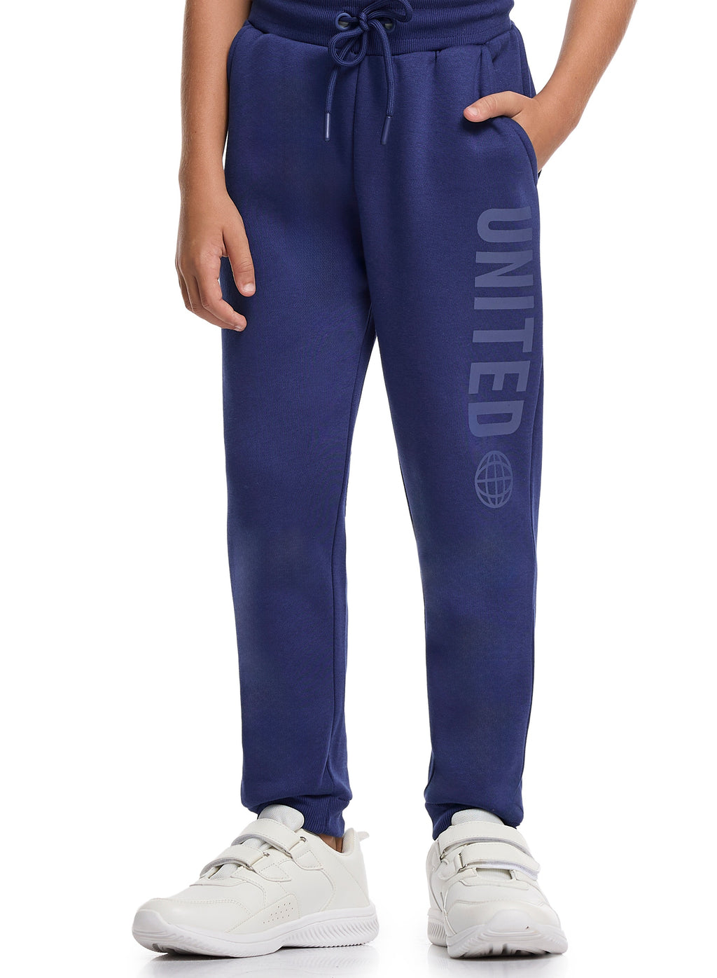 Victor And Jane Cotton Top Of The World Graphic Full Sleeves Sweatshirt & Joggers Set - Blue