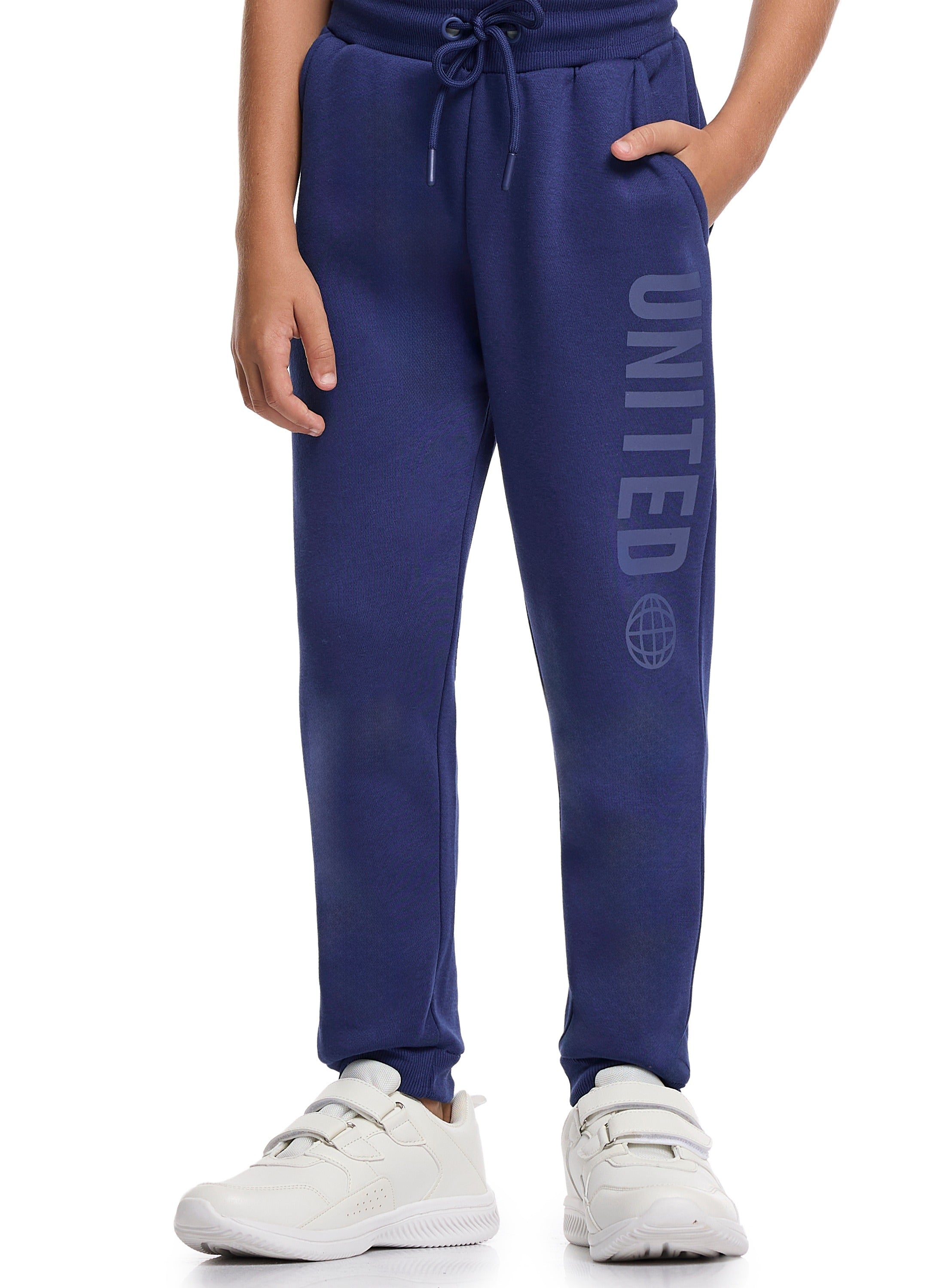 Victor And Jane Cotton Top Of The World Graphic Full Sleeves Sweatshirt & Joggers Set - Blue