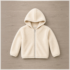 victor and jane girls cream faux fur full zip hoodie jacket with soft sherpa texture