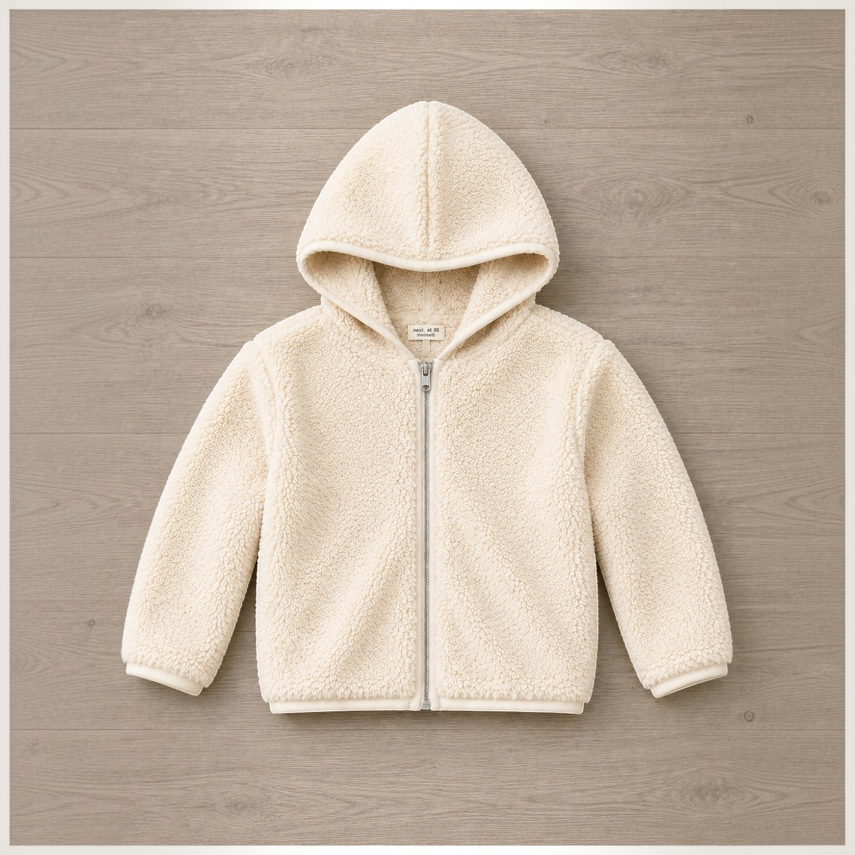 victor and jane girls cream faux fur full zip hoodie jacket with soft sherpa texture