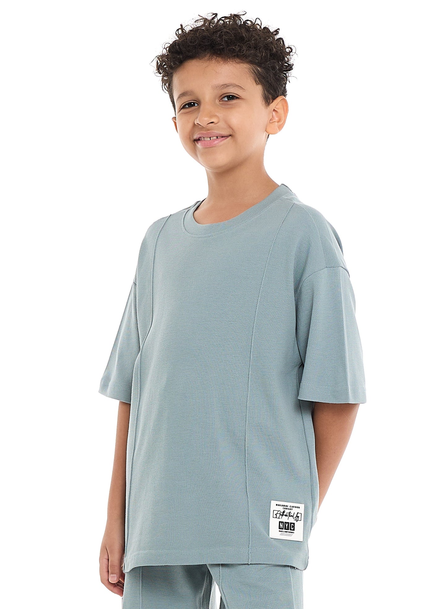 Victor and Jane Boys' Cord Set – Slate Grey T-Shirt and Shorts Outfit