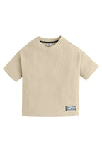 Junior Boys Textured Cotton T-Shirt - Beige