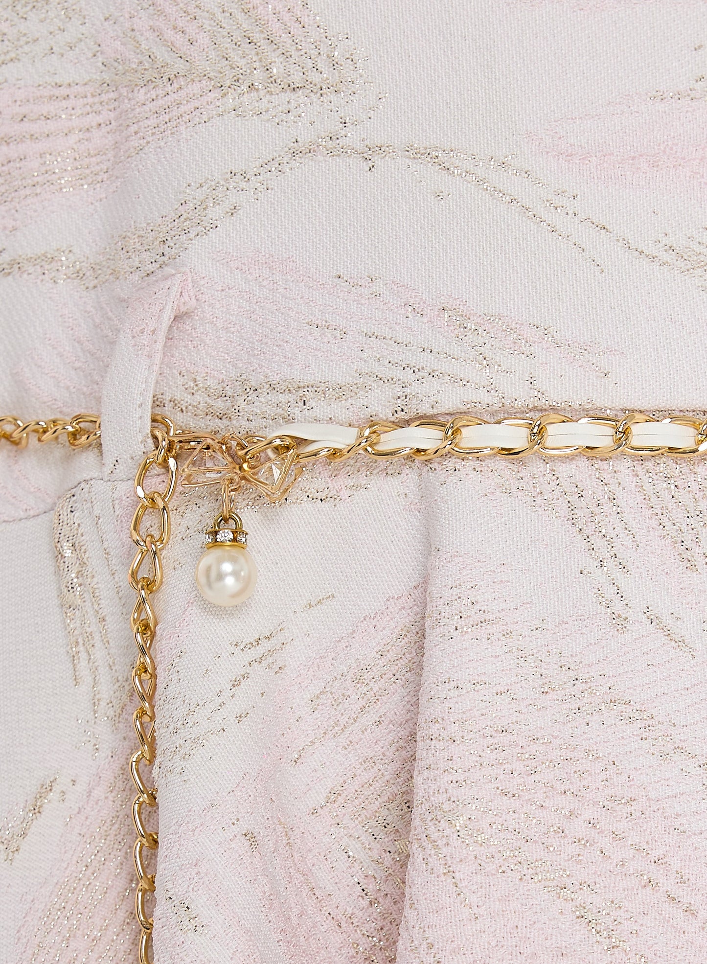 Girls Chic Pink/Gold Jacquard & Tulle Party Dress