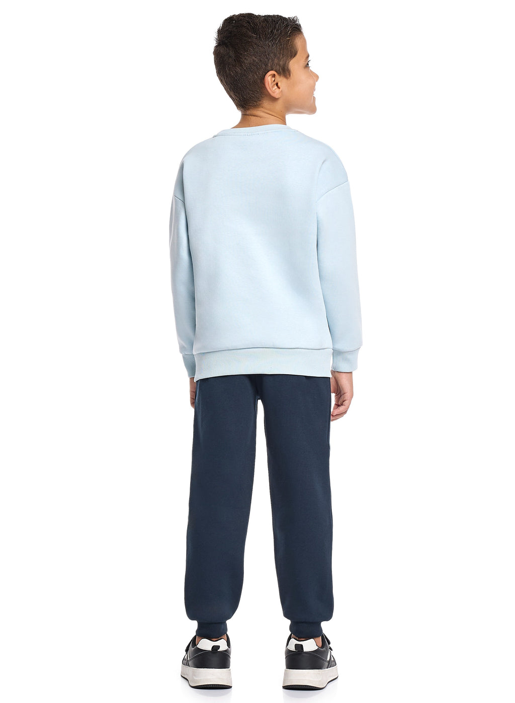 Victor And Jane Cotton Innovative Graphic Full Sleeves Sweatshirt & Joggers Set - Blue