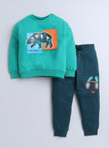 Boys' 2-Piece  -  Sweatshirt And  Jogger Set , (6Mo - 3Yrs ) Lt. Green-Dark Green