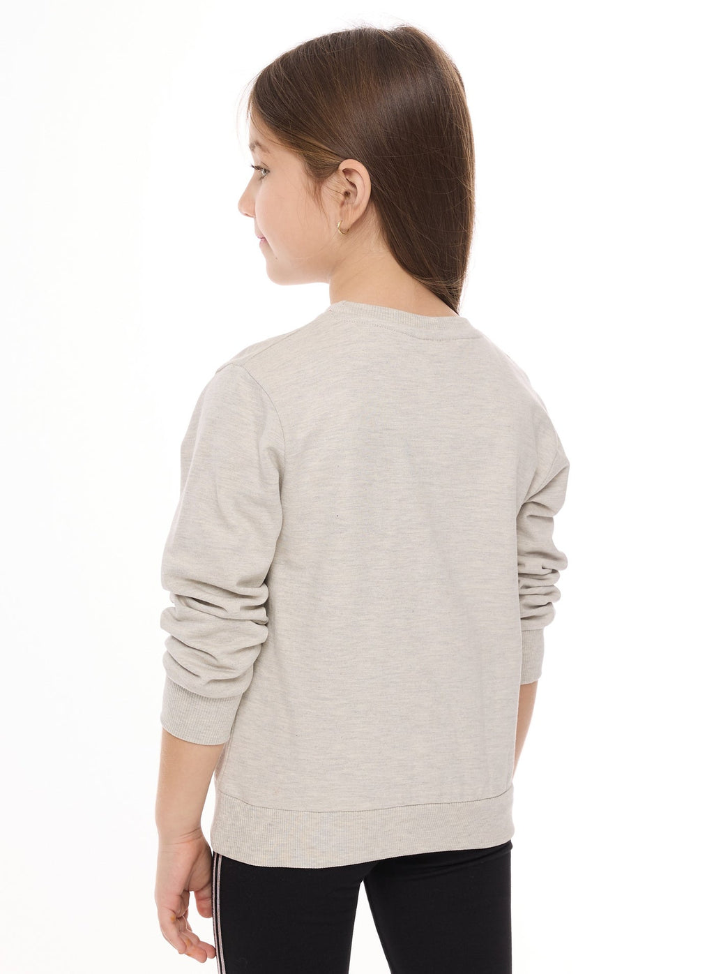 Girls Pullover - Glitter Print - Light Grey