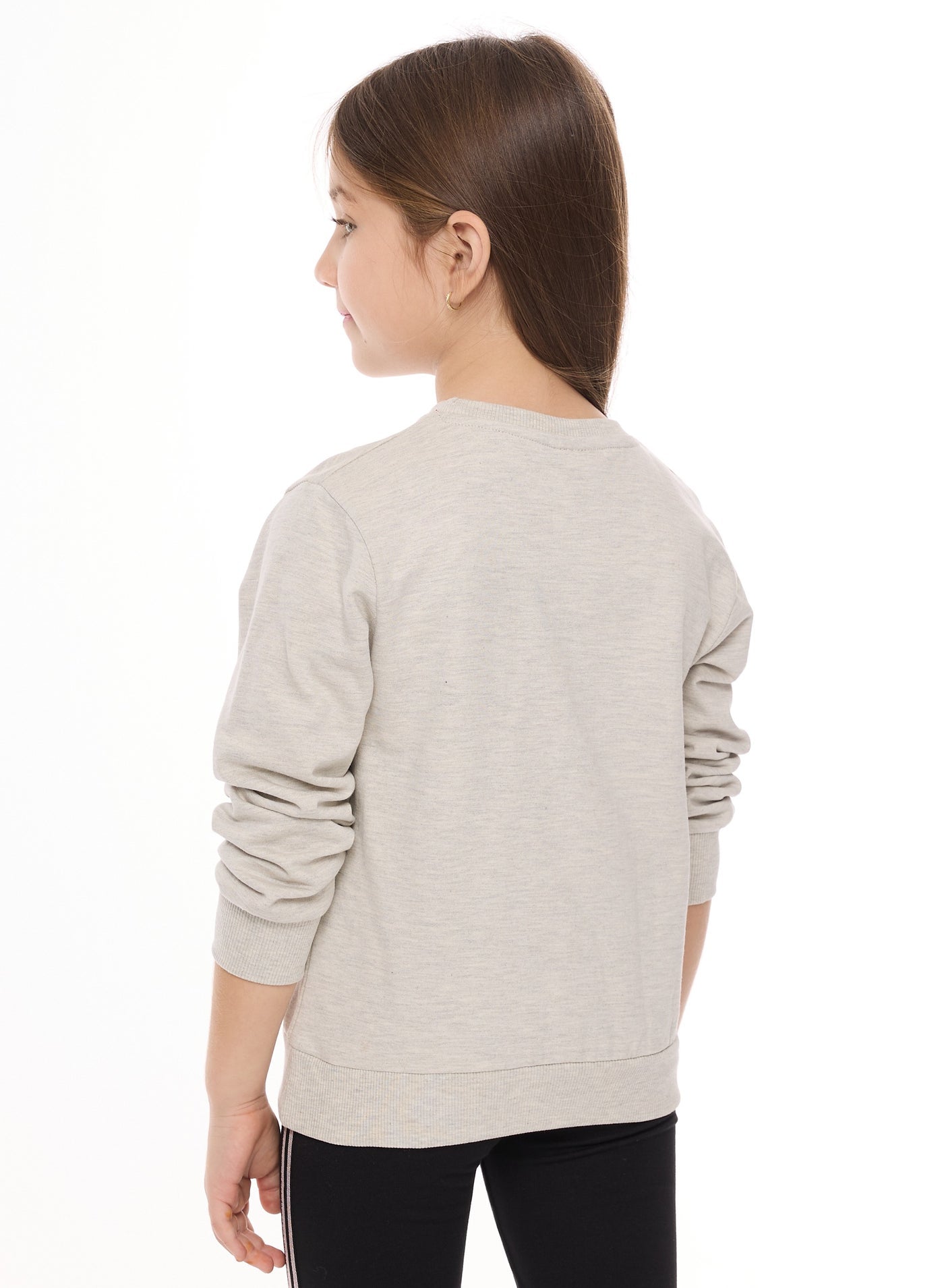 Girls Pullover - Glitter Print - Light Grey