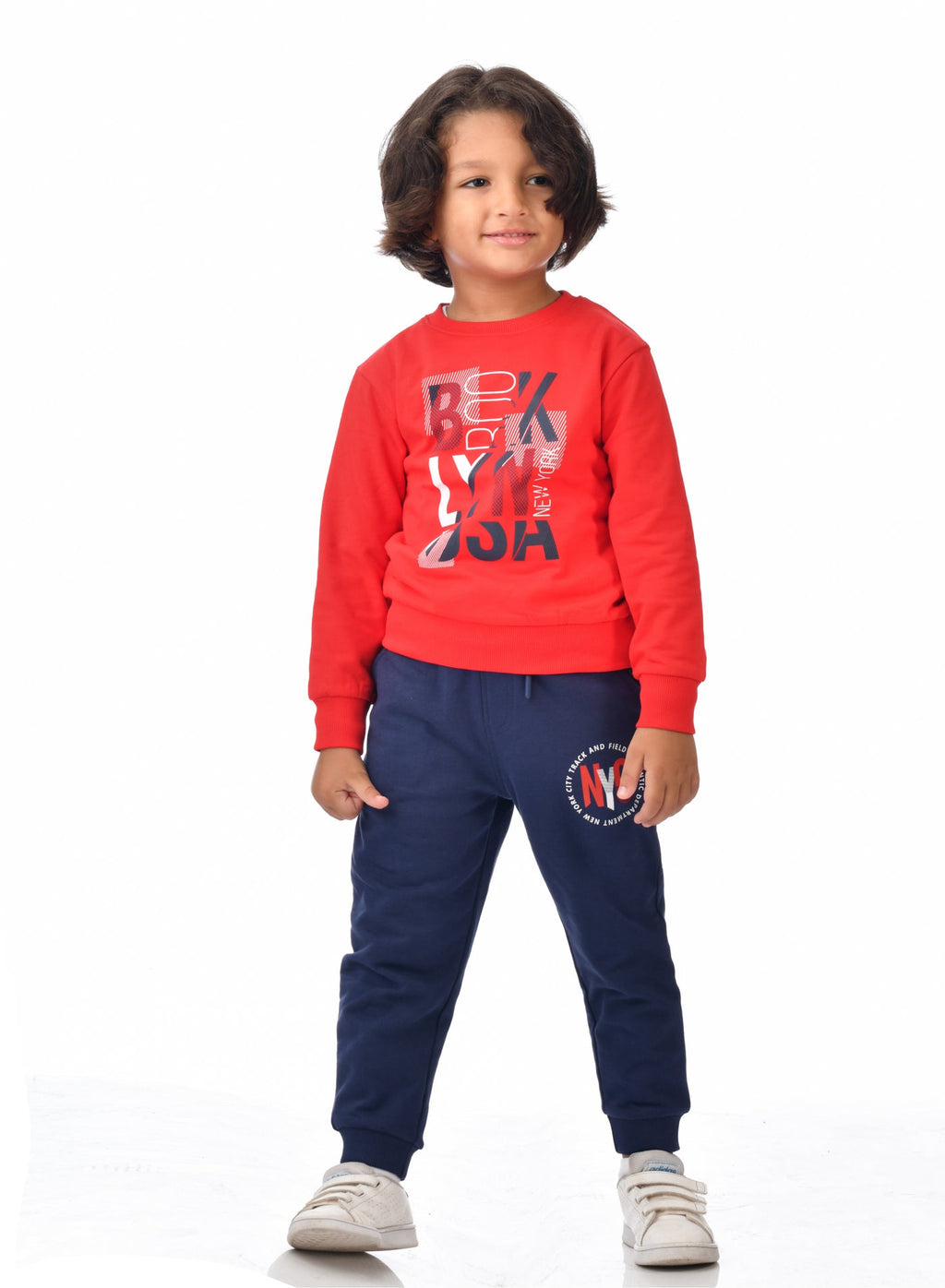 Kids Boys 2-Piece Set - T-Shirts & Shorts -Off-White And Plum (100% Cotton)