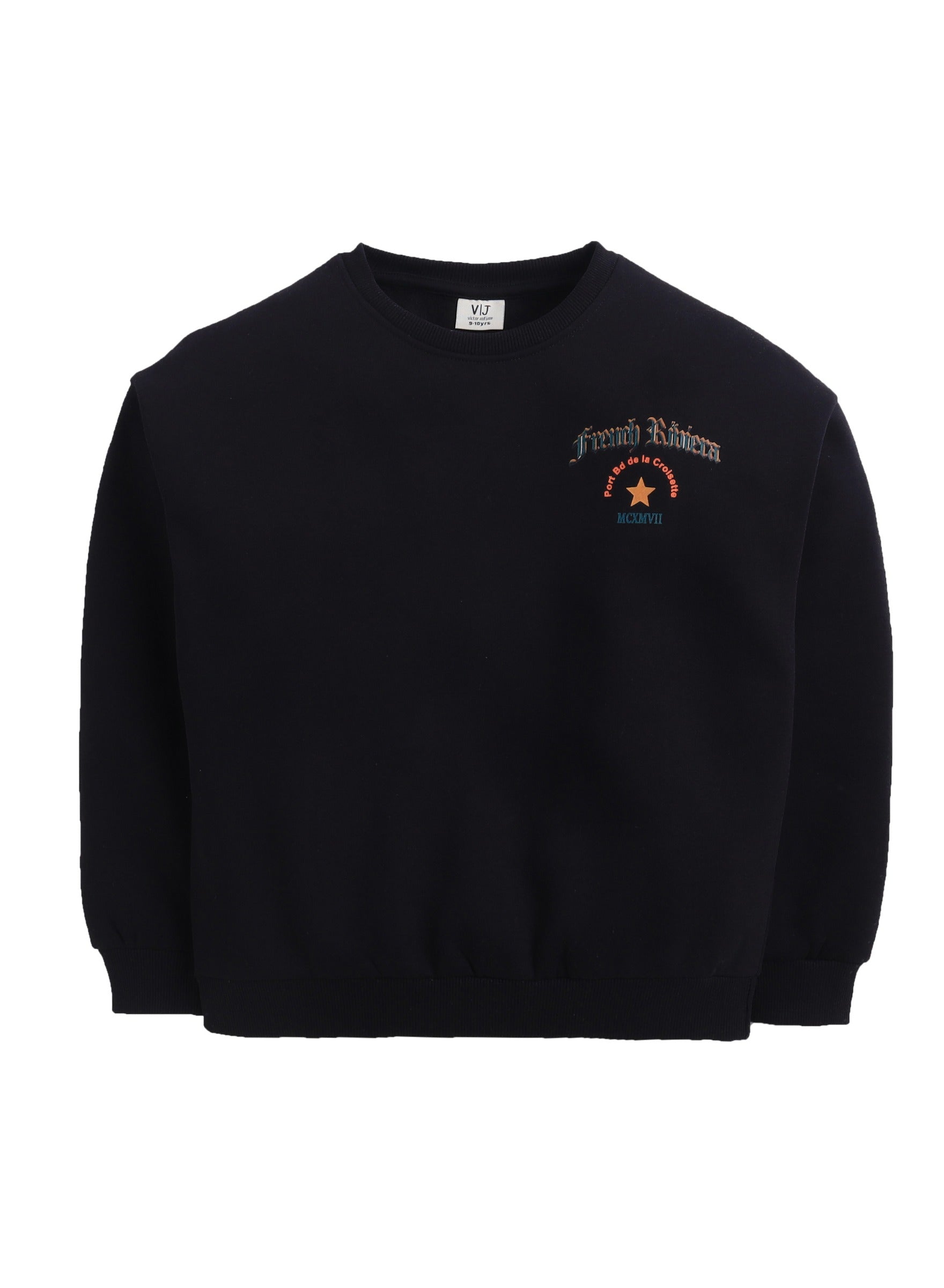 Boys’ Black Graphic Sweatshirt With Regal Back Print