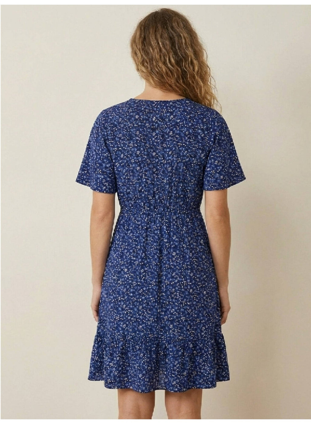 Abstract Printed Mini Dress With V-Neck