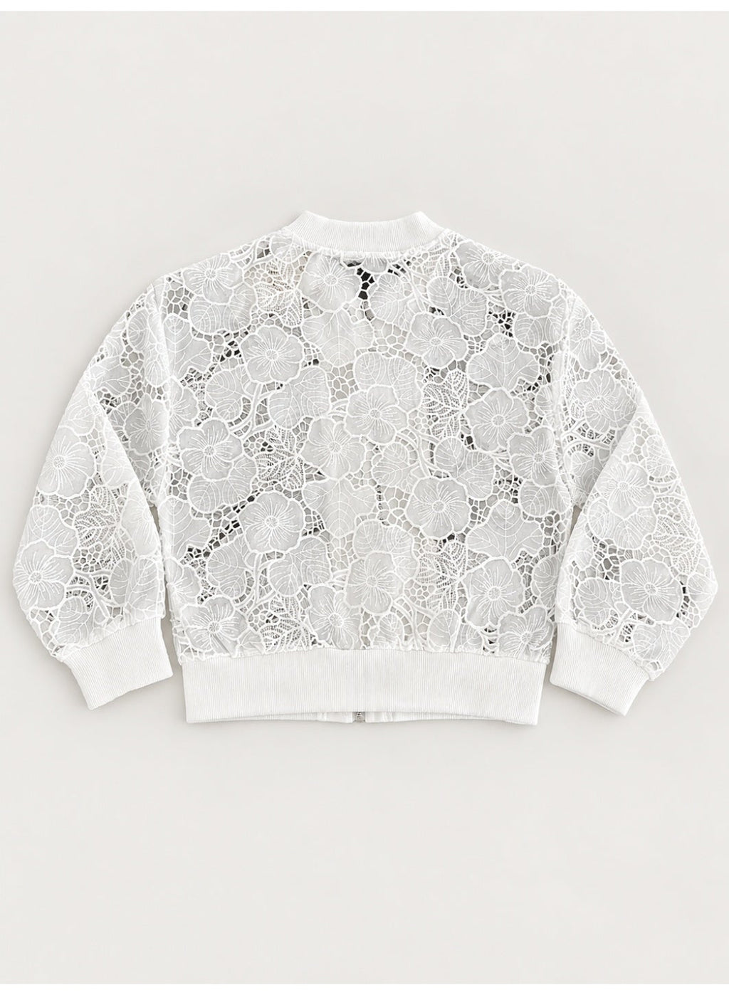 Girls Floral Lace full Zip Bomber Casual Jacket