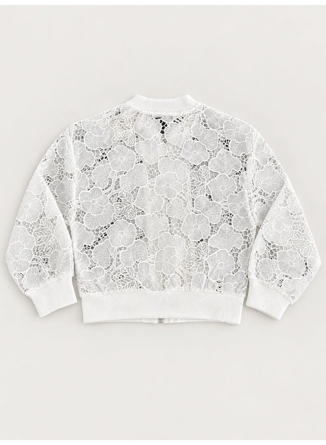 Girls Floral Lace full Zip Bomber Casual Jacket