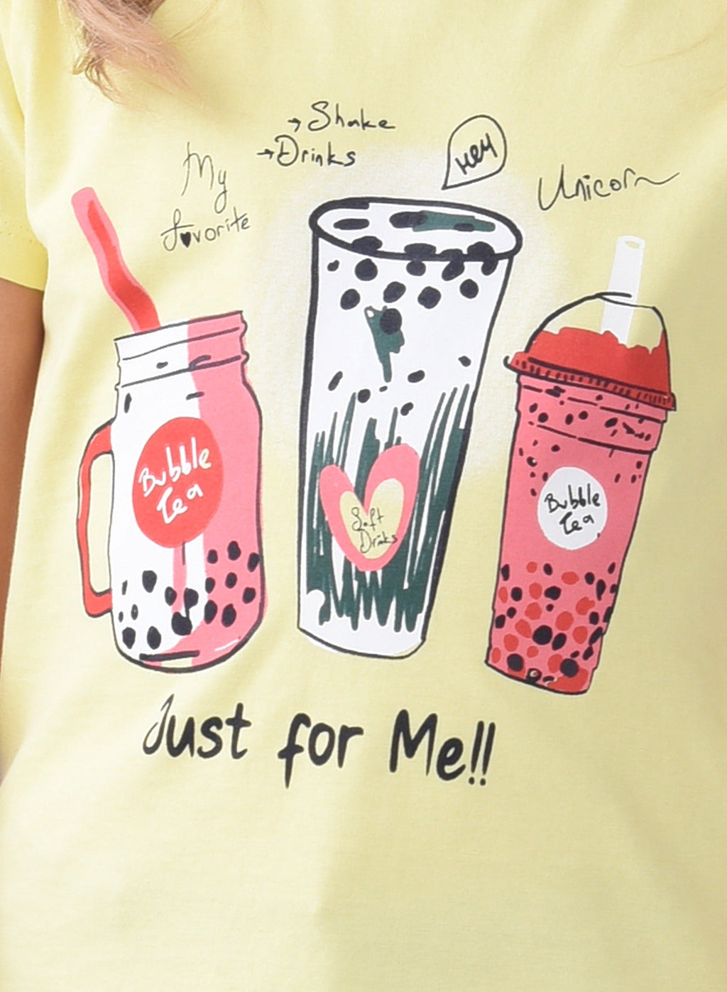 Victor And Jane Drinks Just For Me Graphic T-Shirt - Yellow