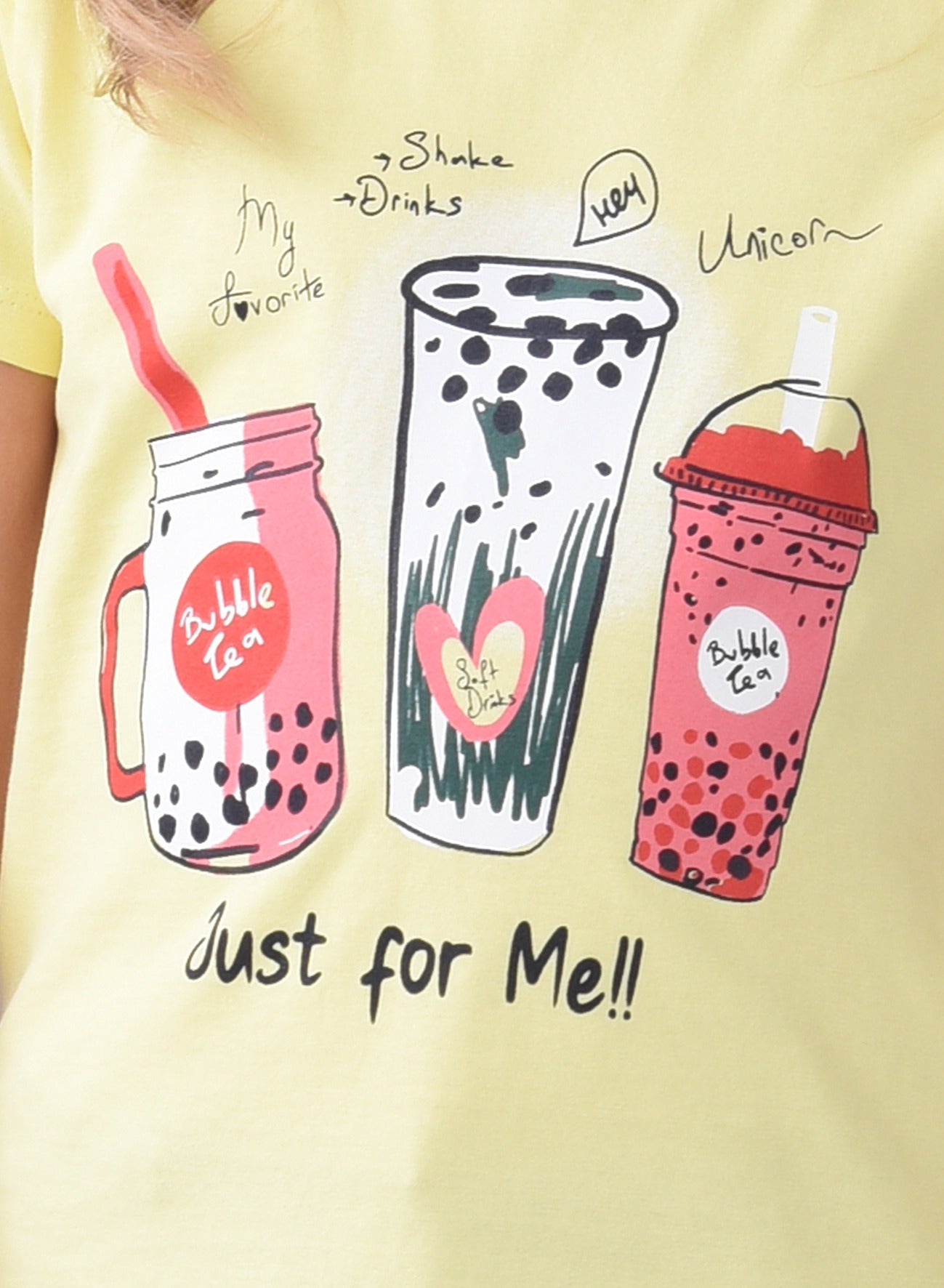 Victor And Jane Drinks Just For Me Graphic T-Shirt - Yellow